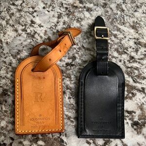 Authentic Louis Vuitton Men's Luggage Tags - Black and Tan (preloved)